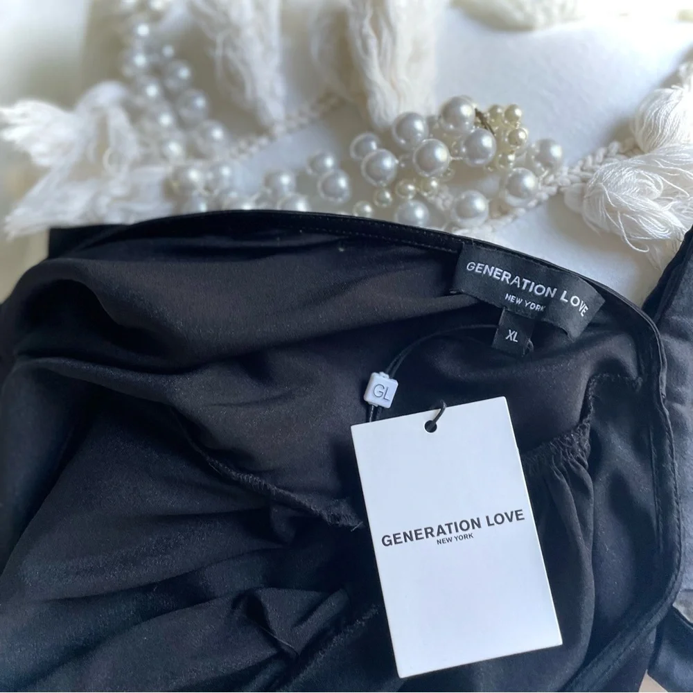 GENERATION LOVE | XL | Rosario Charmeuse Silk One Shoulder Choker Blouse NWT_5